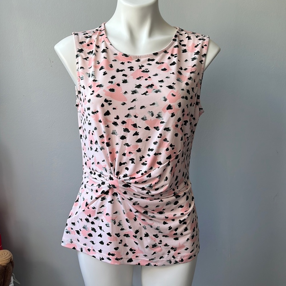 DKNY Animal Print Ruched Blouse